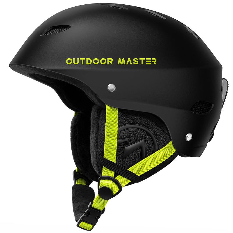 OutdoorMaster Kelvin Ski Helmet - Snowboard Helmet for Men, Women & Youth (Black+Lemon,M) - Image 1